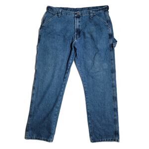 Wrangler Carpenter Jeans Mens 38x32 Flannel Lined Denim Workwear Straight Leg